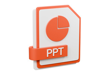 Fototapete - 3d file folder document ppt icon. minimal word PPT presentation document icon. document form. business work company icon concept. archive presentation file type concept. PPT format. 3d render.