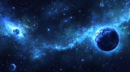 blue nebula cosmic planet space wallpaper background