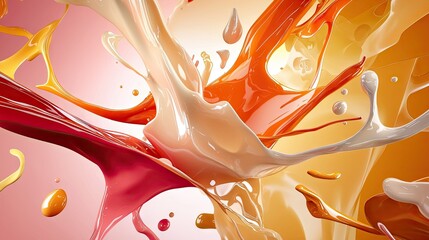Poster - A creative abstract splash of orange and pink, forming a dynamic fluid background.
