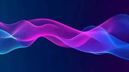 Poster - Colorful wave patterns create an abstract digital art display with blue and pink tones on a dark background