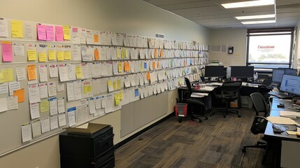 Poster - Strategic planning session with a Kanban board displaying project phases and workflow progress.