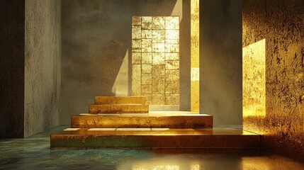 Poster - A golden metallic surface with a rough, worn-out texture and shadowed corners.