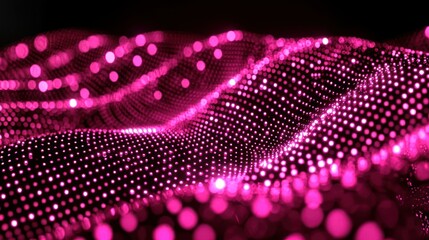 Poster - Abstract Pink Wave of Light Points Digital Art