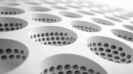 Poster - Abstract White Perforated Surface: A Study in Geometric Design and Depth