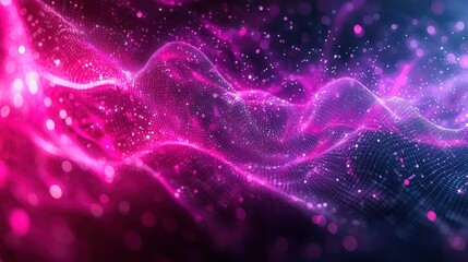 Poster - Abstract Pink and Blue Digital Wave Background