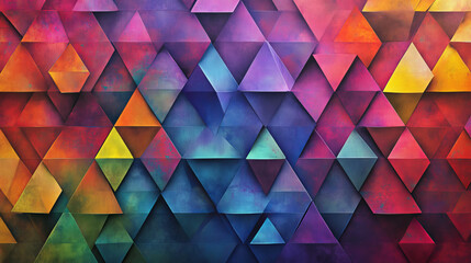 Poster - Multicolored triangle pattern background in line. Mosaic banners illustration