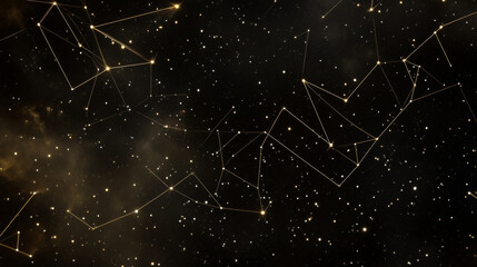 Poster - Abstract triangles space low poly. Dark background with connecting dots and lines. Light connection structure. Polygonal vector background. Futuristic hud. Night sky with stars. EPS10