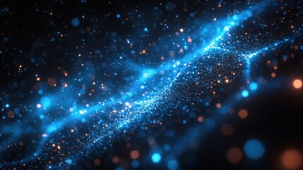 Poster - Abstract Blue Glimmering Wave: A Digital Art