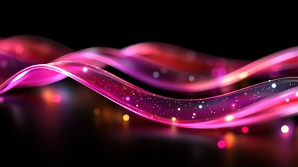 Poster - Abstract Pink and Purple Flowing Waves with Sparkling Lights