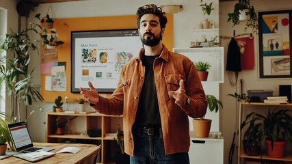 Poster - Engaging Business Presentation in Modern Workspace Environment Generative AI