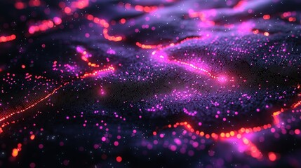 Poster - Abstract Cosmic Nebula: Glowing Particles and Stellar Dust