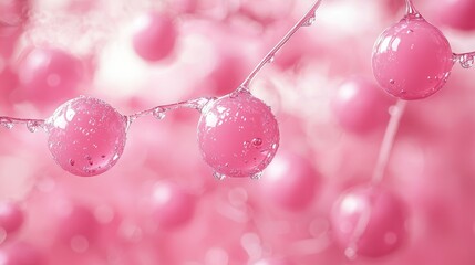 Poster - Pink Spheres and Water Drops: A Stunning Abstract Image