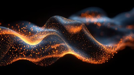 Poster - Abstract Orange and Blue Particle Wave Digital Art