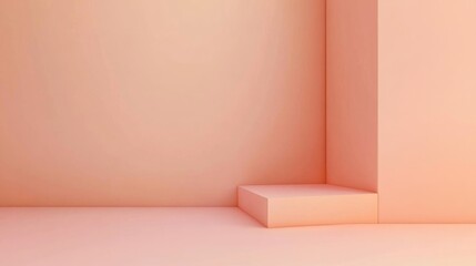 Poster - Soft Pink Minimalist Corner with Steps  
