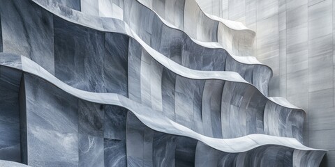 Poster - Modern architectural waves in gray and white tones  