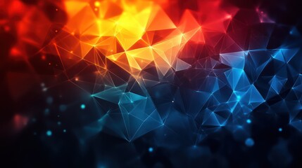 Poster - abstract red and blue polygonal background.