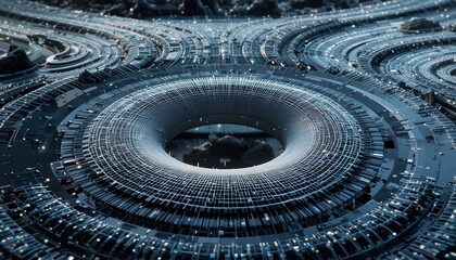 Poster - Exploring futuristic urban design digital environment 3d rendering abstract concepts high-tech visualization creative perspective