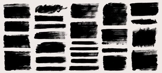 Aufkleber - Vector brush stroke backgrounds collection. Painted rectangle, square, diagonal, long and wide shapes. Grunge distress texture. Artistic brush banners