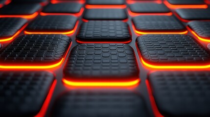 Poster - Abstract Glowing Grid: A Futuristic Technological Pattern