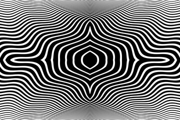 Wall Mural - abstract symmetrical wavy lines pattern. black and white textured background.