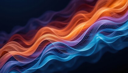 Poster - Dynamic flowing waves of light abstract design digital art dark background vibrant colors energy and motion concept for visual engagement
