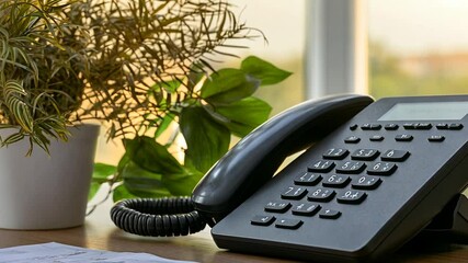 Poster - Close up of a Landline Telephone in an Office Setting Generative AI