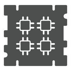 Fototapete - Processor chip with four threads solid icon, technology concept. Vector graphics. Microchip for data training sign on white background, glyph style icon for mobile or web design.