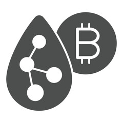 Poster - Airdrop projects with bitcoin coin solid icon, neural network concept. Vector graphics. Token drop with connections and coin sign on white background, glyph style icon for mobile or web design.
