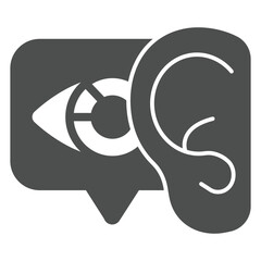 Poster - ear and bubble with eye solid icon, voice tutor concept. vector graphics. sound recognition, data tr