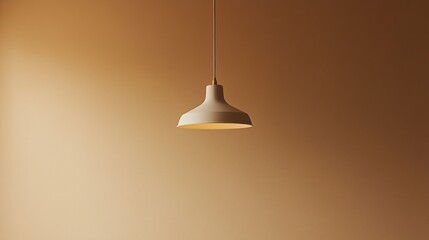 Poster - A gentle glow emanates from a cream-colored pendant light suspended in a minimalist room. The warm tones of the walls enhance the inviting atmosphere, perfect for relaxation or creativity