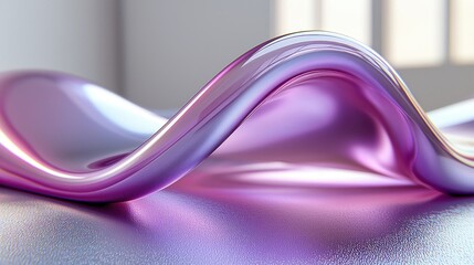 Poster - Abstract Purple Liquid Wave: A 3D Render of a Glossy, Iridescent Form