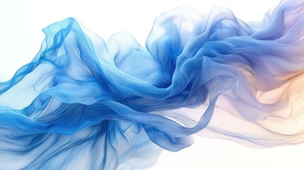 Poster - Abstract Blue and Orange Silk Fabric Swirling in the Air