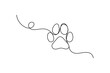 © Mizan - Dog paw foot print continuous one line drawing, dog paw one line art with editable stroke vector illustration