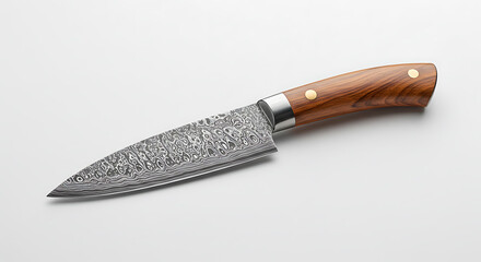 Artisan Knife: A close-up of a finely crafted artisan knife, showcasing its sharp blade, wooden handle and perfect form for culinary and home use.