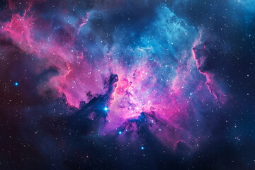 colorful nebula with star formation and glowing gas clouds