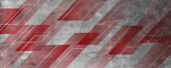 Poster - red white rough grunge abstract background overlap layer on dark space with diagonal lines decoratio