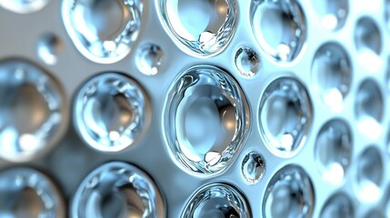 Poster - Abstract Aqua Bubbles: A Close-Up of Smooth, Reflective Spheres