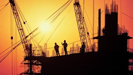 Poster - Future Building Construction Project Under Sunset Sky Generative AI