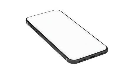 Poster - Angled view of a modern smartphone with a blank white screen on a black background displaying technology