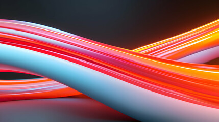 Poster - Abstract Colorful Spheres with Flowing Light and Red Orange Blue Curves