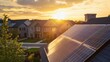 © Daniel - Solar panels on the roof of a residential urban area at sunset