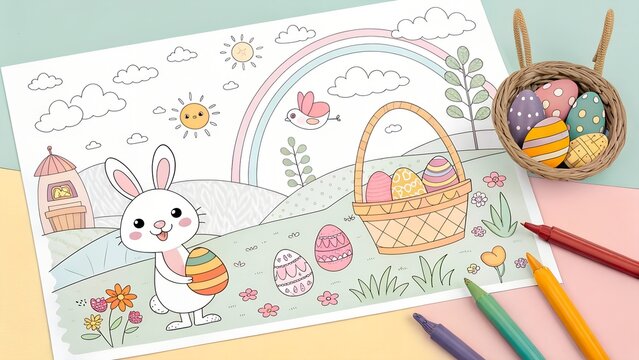Easter Bunny Coloring Book Page
