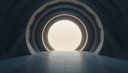 Poster - Exploring the futuristic circular passageway modern architecture interior design minimalist environment artistic perspective conceptual illumination