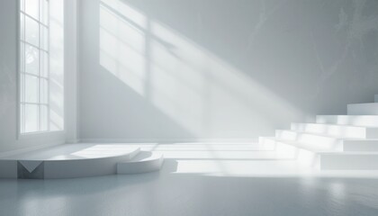 Poster - Illuminated abstract space design minimalist interior photography bright environment wide angle modern aesthetic