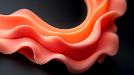 Poster - Close-up of a 3D Printed Abstract Orange and Black Wave Form