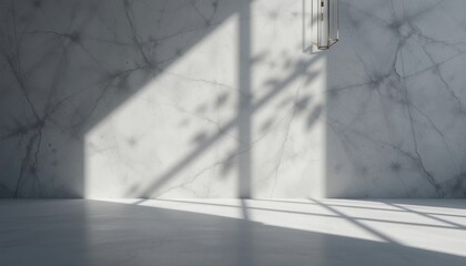 Poster - Captivating shadows play on marble wall modern interior space minimalistic aesthetic natural light creative concept