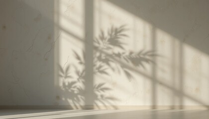 Poster - Captivating play of shadows and light on a white wall indoor space visual art minimalist environment soft lighting aesthetic concept