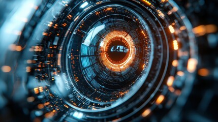 Poster - Futuristic Technology: Glowing Circular Interface