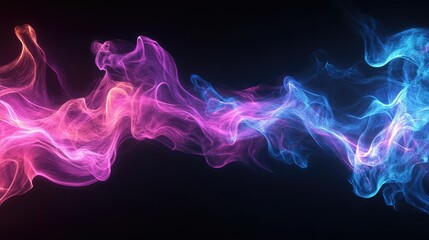 Poster - Neon-tinted molten fluid flowing in an elegant, futuristic pattern, reflecting electric blues, purples, and pinks against a black void.