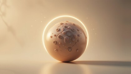 Poster - Dynamic visual exploration of an abstract sphere with textured surface digital art studio setting minimalist aesthetic